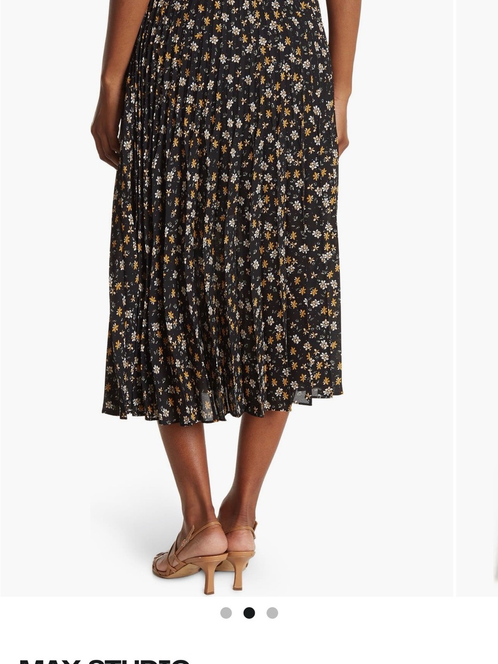 Max Studio Pleated Midi Skirt with Yellow & White Floral Print